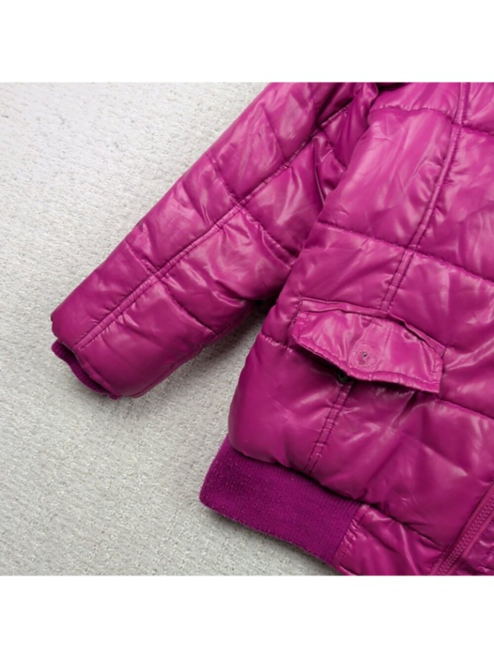 Y2K Rocawear Faux Fur Pink Puffer Jacket Sz *M* McBling Glam Rhinestone Read - Picture 4 of 16